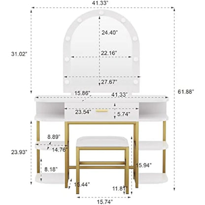 LED Vanity Desk with Mirror - Glam Up