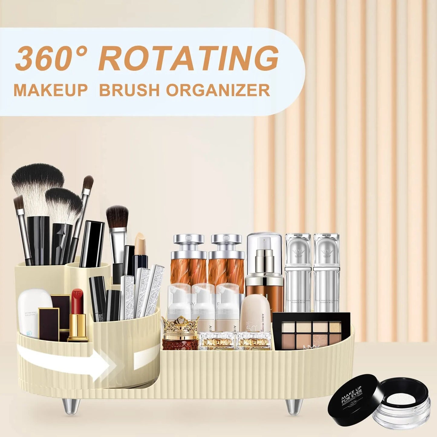 360° Rotating Makeup Organizer  Brush Holder