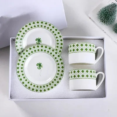 Bone Coffee Cups & Saucers Set Gift