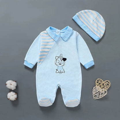 Cartoon Striped Jumpsuit for Newborn Baby