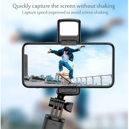Perche à selfie Bluetooth rétractable – Trépied multifonctionnel de 68 cm avec lumière et télécommande sans fil