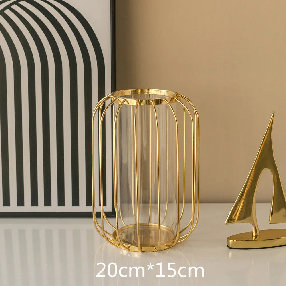 Modern Nordic Golden Glass Vase Home Decor