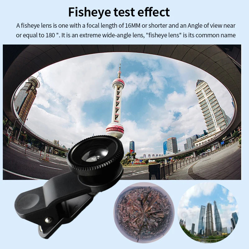 3-in-1 Fisheye Wide Angle Micro Lens for Smartphone