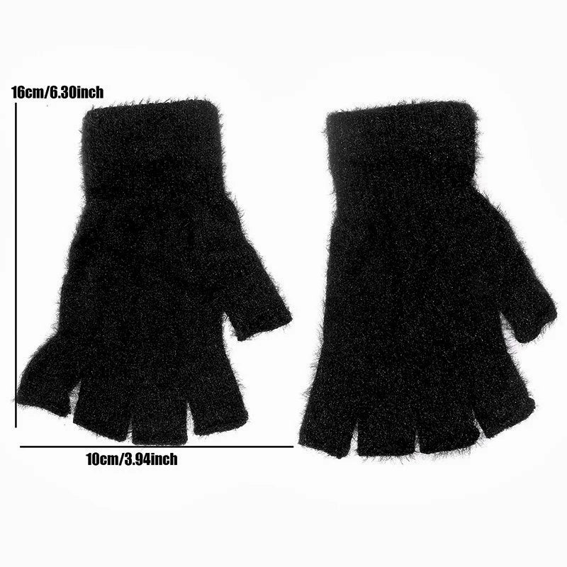 Half-Finger Winter Gloves - Imitation Mink Cashmere