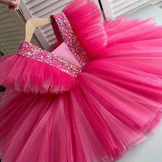 Robe de princesse de fête rose rouge pour filles