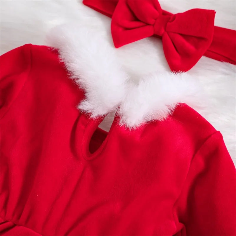 Velvet Romper Dress Christmas Set