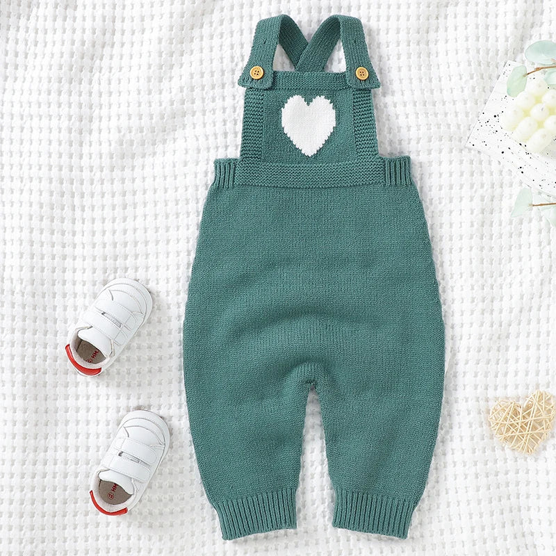 Heart-Shaped Sleeveless Knit Romper for Babies