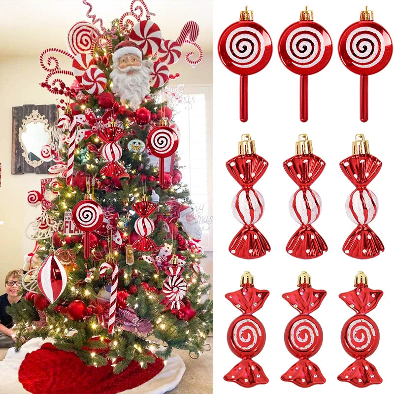 6PCS Christmas Candy Cane & Lollipop Ornaments