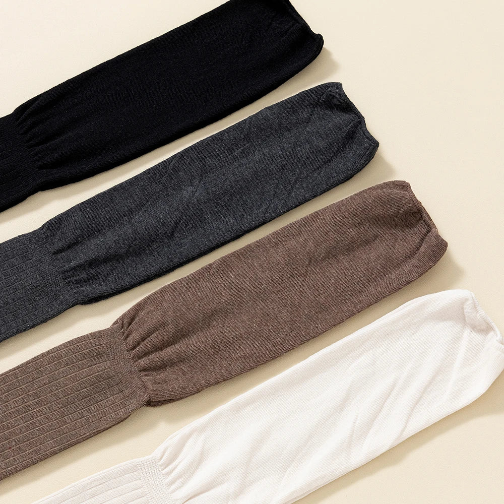 Solid Color Cotton Knee-High Thigh Socks