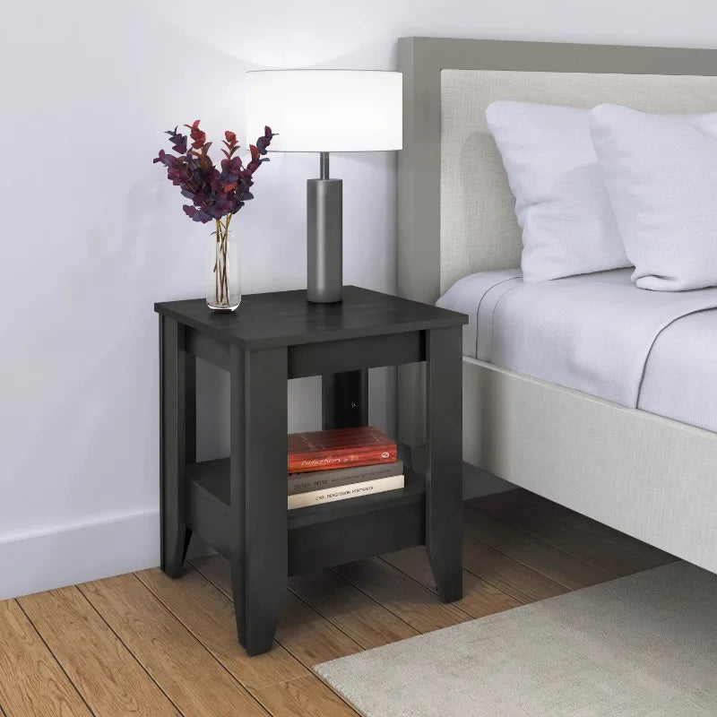 Modern White 2-Tier End Table