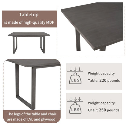 Solid Wood Table & 4 Fabric Chairs