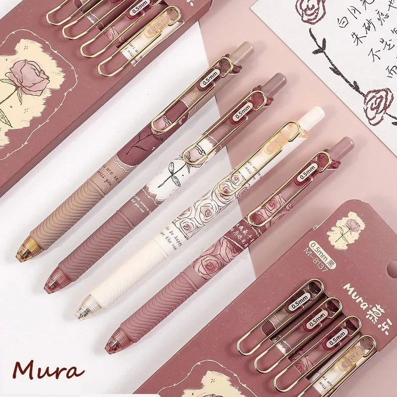 4pcs Coffee-Themed Soft Bread Gel Pens - 0.5mm Black Ink