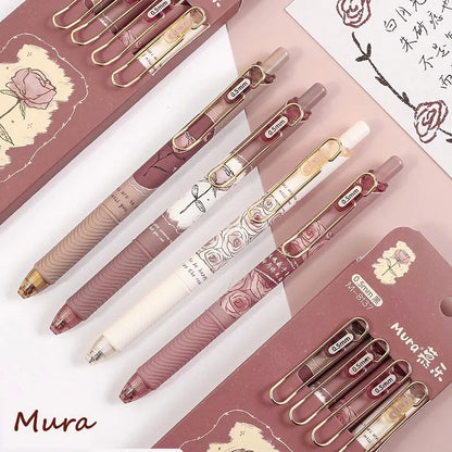 4pcs Coffee-Themed Soft Bread Gel Pens - 0.5mm Black Ink