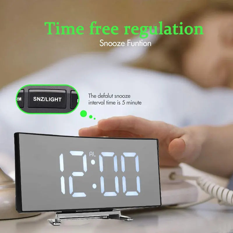 Curved Screen Digital Alarm Clock