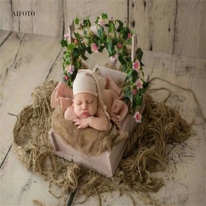 Newborn Photography Props Chunky Burlap Layer Net Hessian Jute Backdrop Blanket Mat Baby Blanket For Photo Shoot Accessories