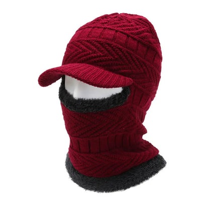 Men's Winter Beanie & Scarf Set - Knitted Wool Hat