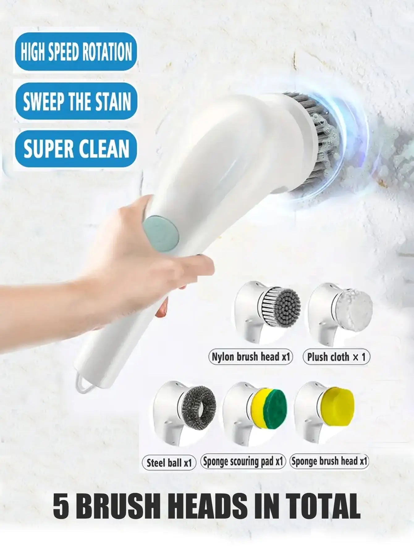 Handliche Rotationsbürste für die Hausreinigung – elektrischer Schrubber