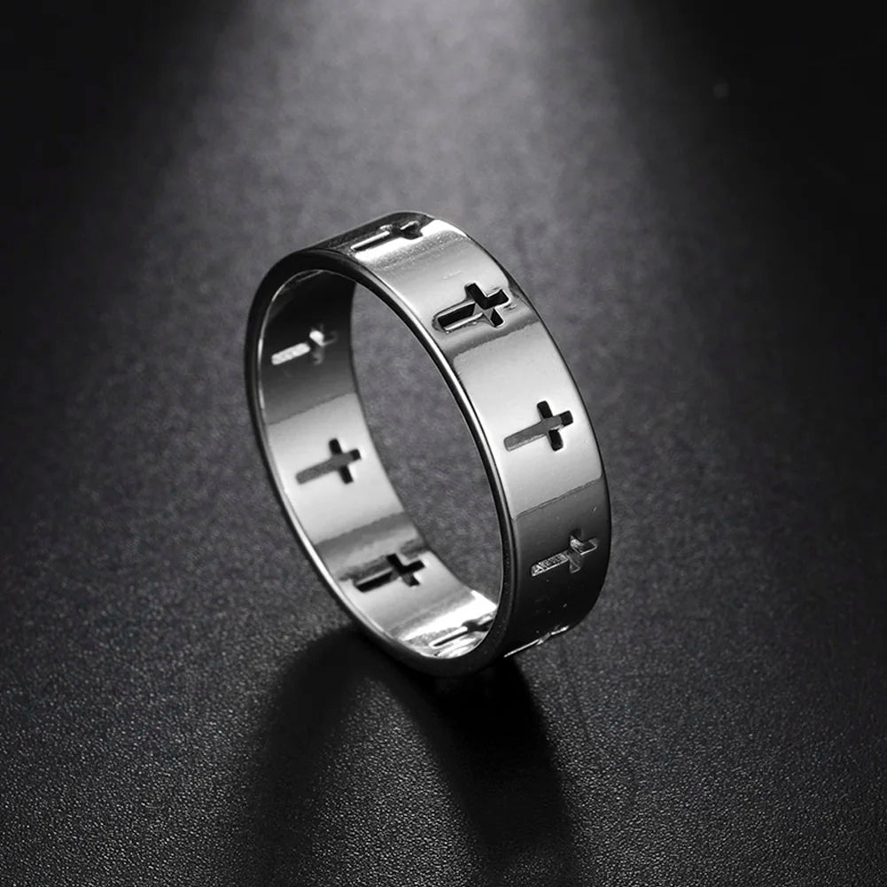 Stainless Steel Gothic Cross Couple Rings