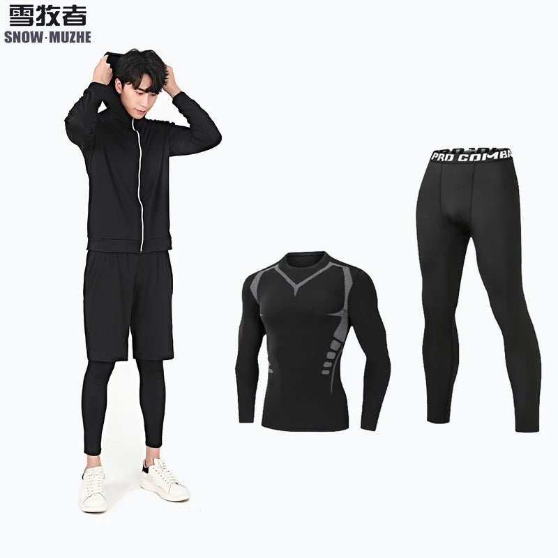 Men's Compression Running Set - Gym Fitness Tracksuit for Basketball, Jogging