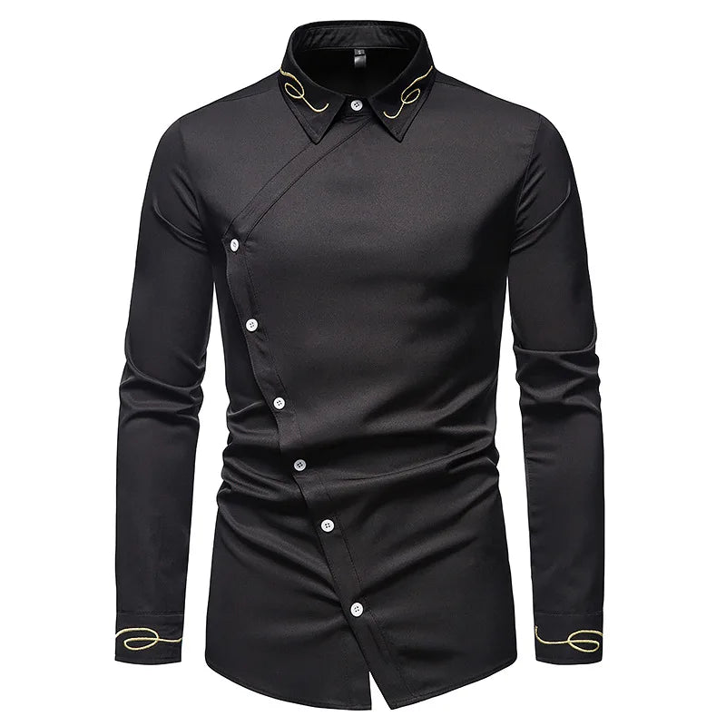 Men Long Sleeve Casual Slim Fit Plus Size  Shirt