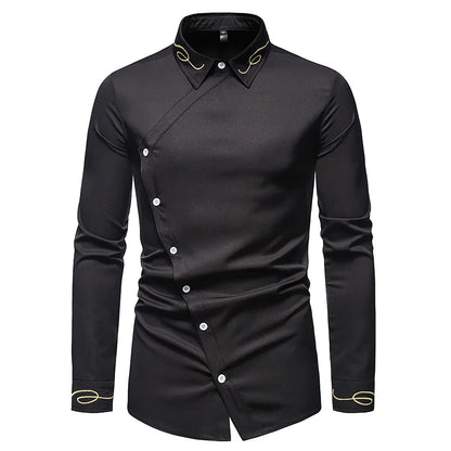Men Long Sleeve Casual Slim Fit Plus Size  Shirt