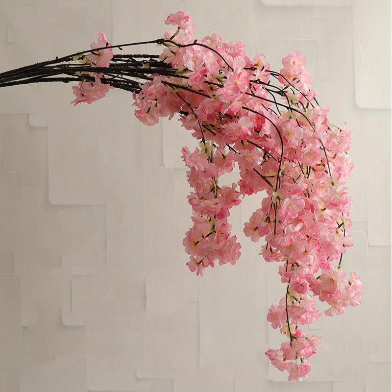 Branche de soie de fleurs de cerisier - Fleur d'imitation de 80 cm pour mariage et décoration intérieure