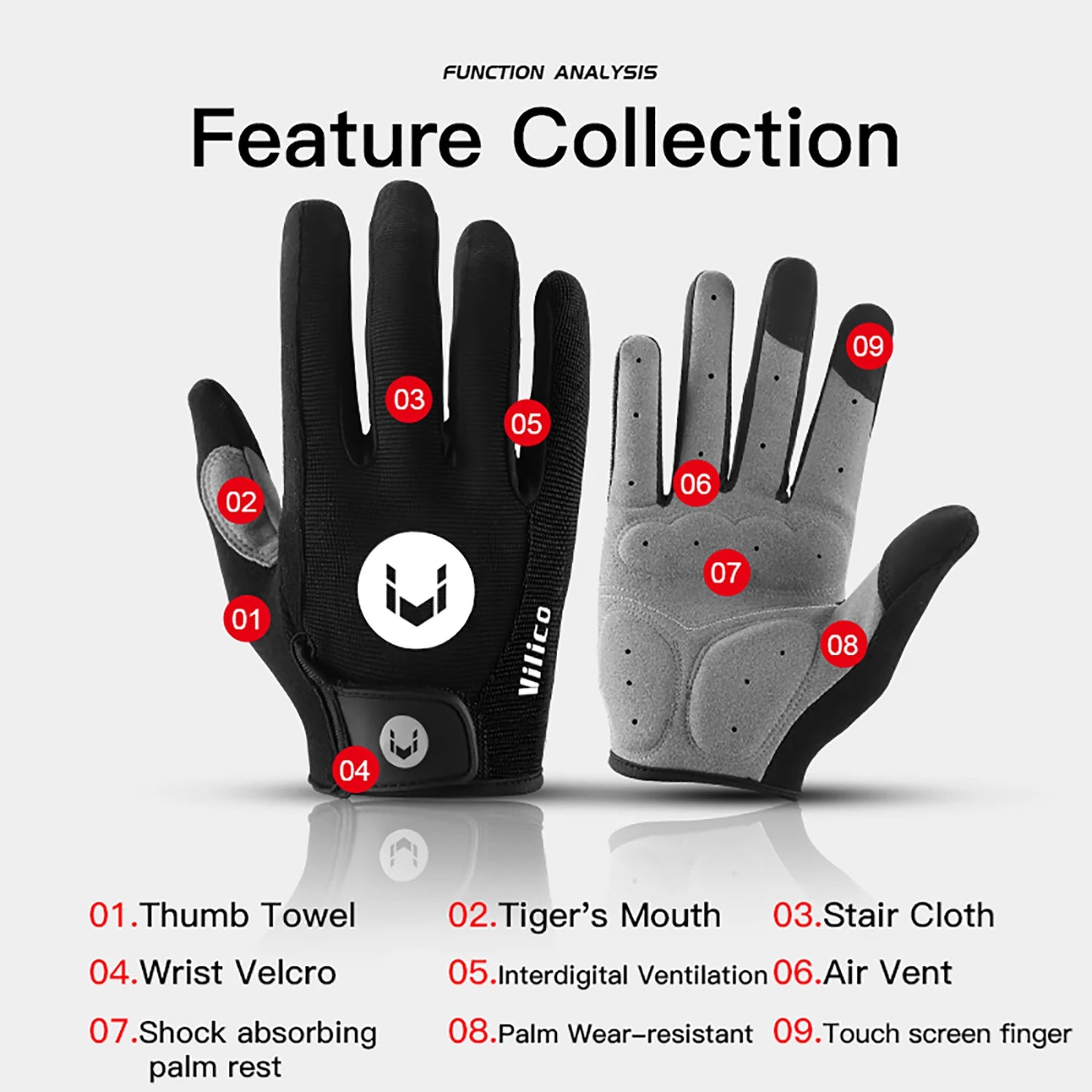 Breathable Anti-Slip Full Finger Cycling Gloves –  Anti-Shock