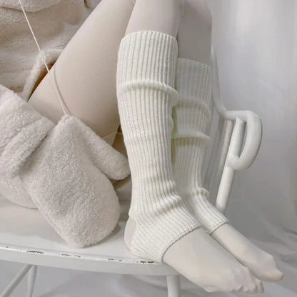 Lolita Knitted Leg Warmers - Hollowed Knee-High