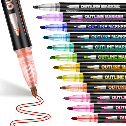 outline markers, glitter pens, glitter markers, metallic pens, metallic markers, outline pens, felt tip pens, marker pens, highlighter pen, art pens