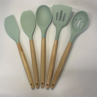 Wooden Handle Heat Resistant Kitchen Utensils Set