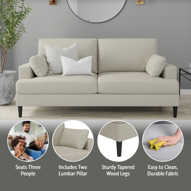 Positano Mid Modern Sofa, Oatmeal Fabric