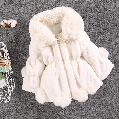 Manteau en fausse fourrure pour bébé fille – Veste d'hiver chaude 