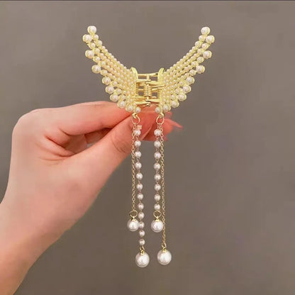 Chic Butterfly Pearl Tassel Hair Clip
