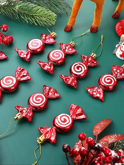 6-teilige festliche Weihnachtsdekoration mit Süßigkeiten für den Baumgenuss