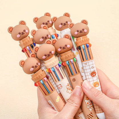 10-Color Cartoon Bear Gel Pen