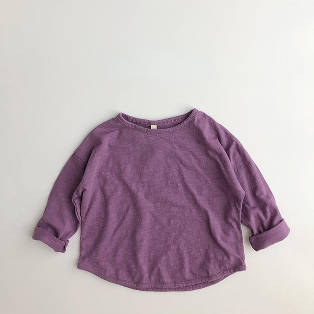 Spring Autumn Children Boys Girls T-shirt Bamboo Cotton Solid Casual Long Sleeve T-shirts for Kids Soft Kids Tops Unisex Clothes