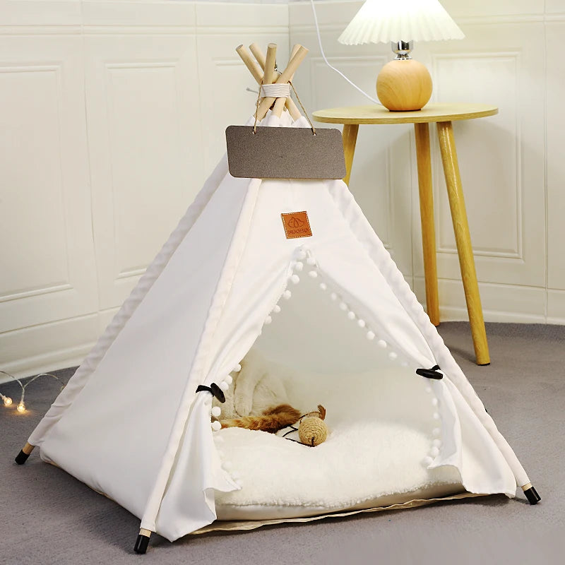 Gemütliches Tipi-Bett für Haustiere mit Kissen