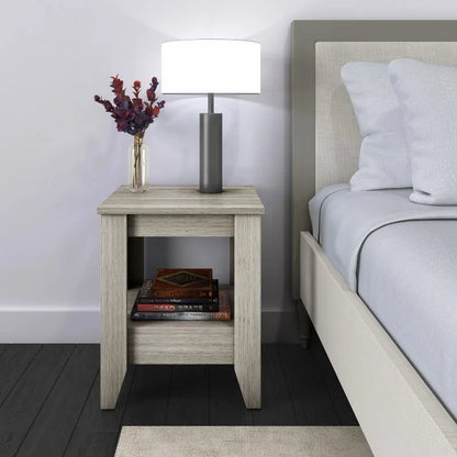 Modern White 2-Tier End Table