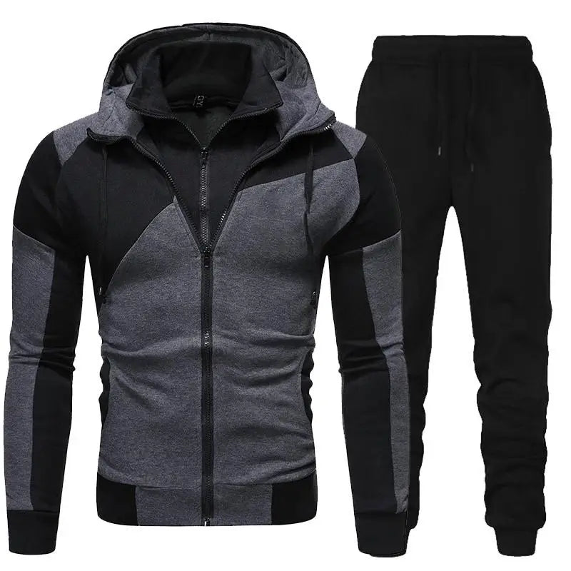 Autumn Long Sleeve Hoodie Zipper Patchwork Tracksuits