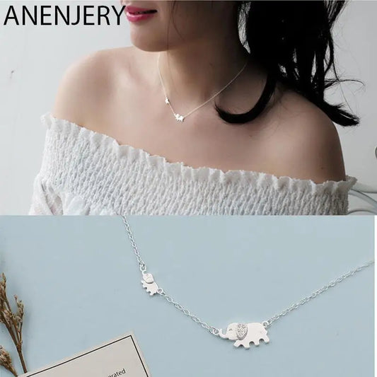 Collier en argent sterling avec éléphant mignon