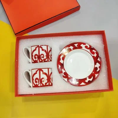 Bone Coffee Cups & Saucers Set Gift