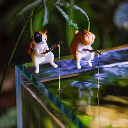 Cute Cat Fishing Figurine - Home Decor