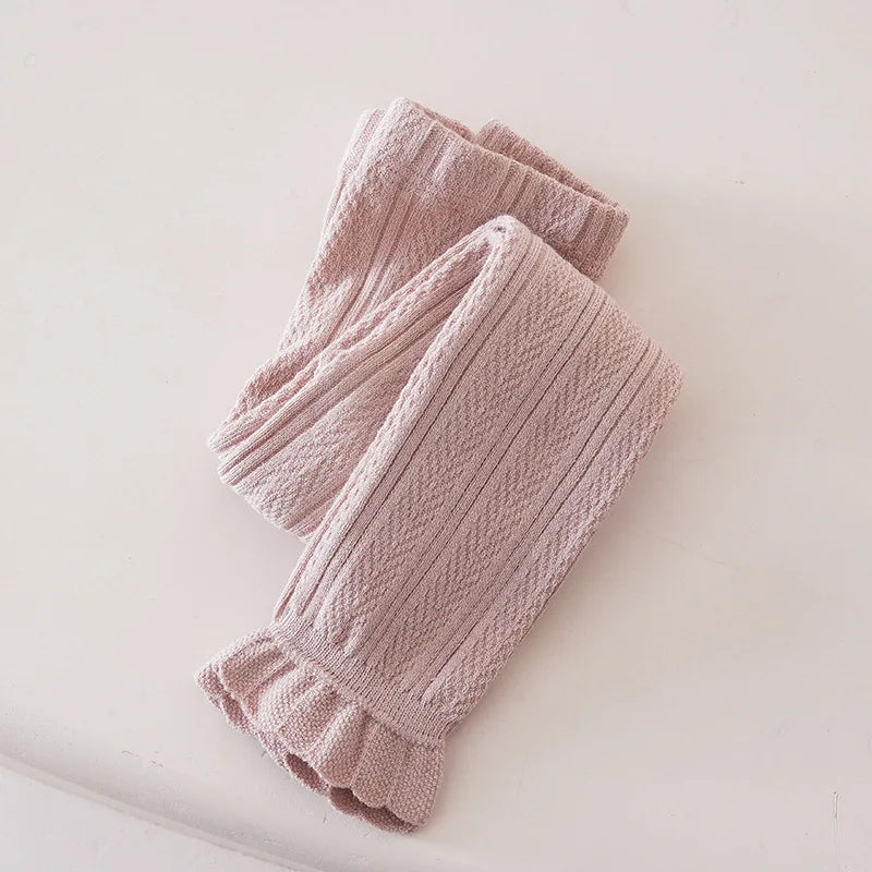 Leggings chauds en coton pour filles - Motif floral en dentelle 