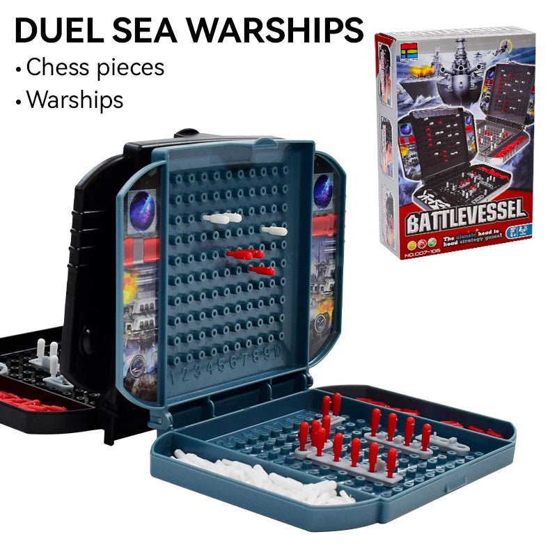 Children's Warship Board Game - Two-Player Battleship Naval Combat Strategy Table Game