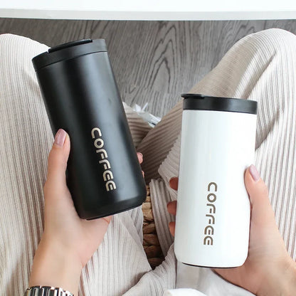 Tasse à café en acier inoxydable de 400 ml – Thermos de voyage isolé avec couvercle