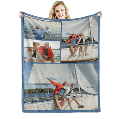 I Love You Custom Blanket with Photo Collage Text Picture Throw Blanket Valentine's Day Birthday Gift