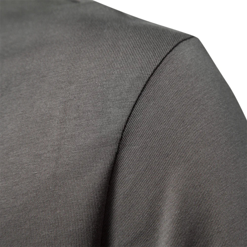Men's Long Sleeve 100% Cotton Solid Color Polo Shirt