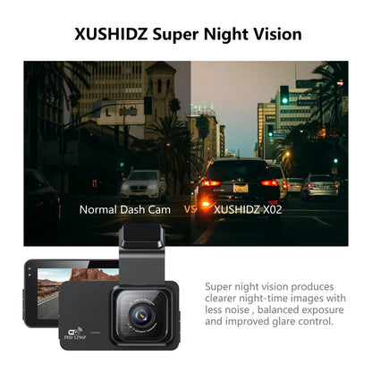 Caméra de tableau de bord avec caméra de stationnement DVR à double canal et vision nocturne, capteur G et WIFI