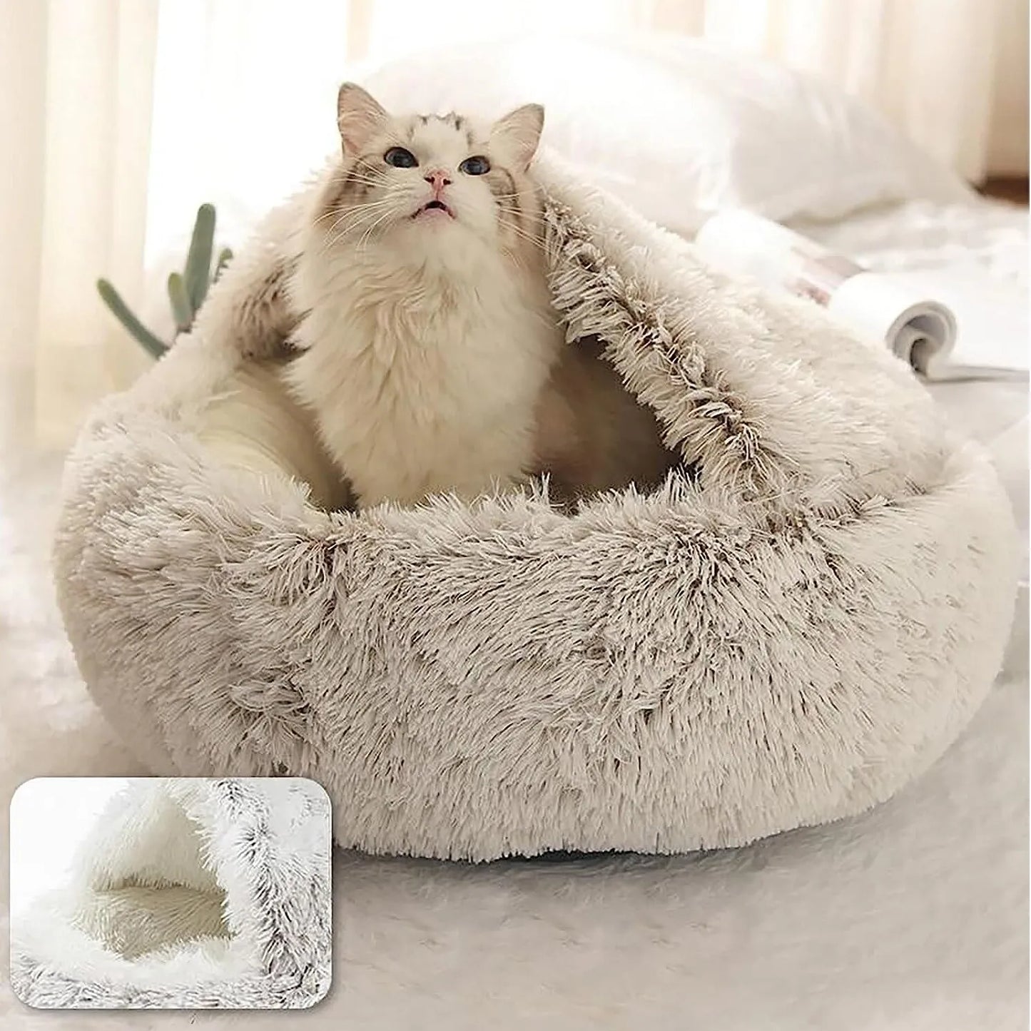 Soft Plush Pet Bed with Cover Round - Pet Mattress