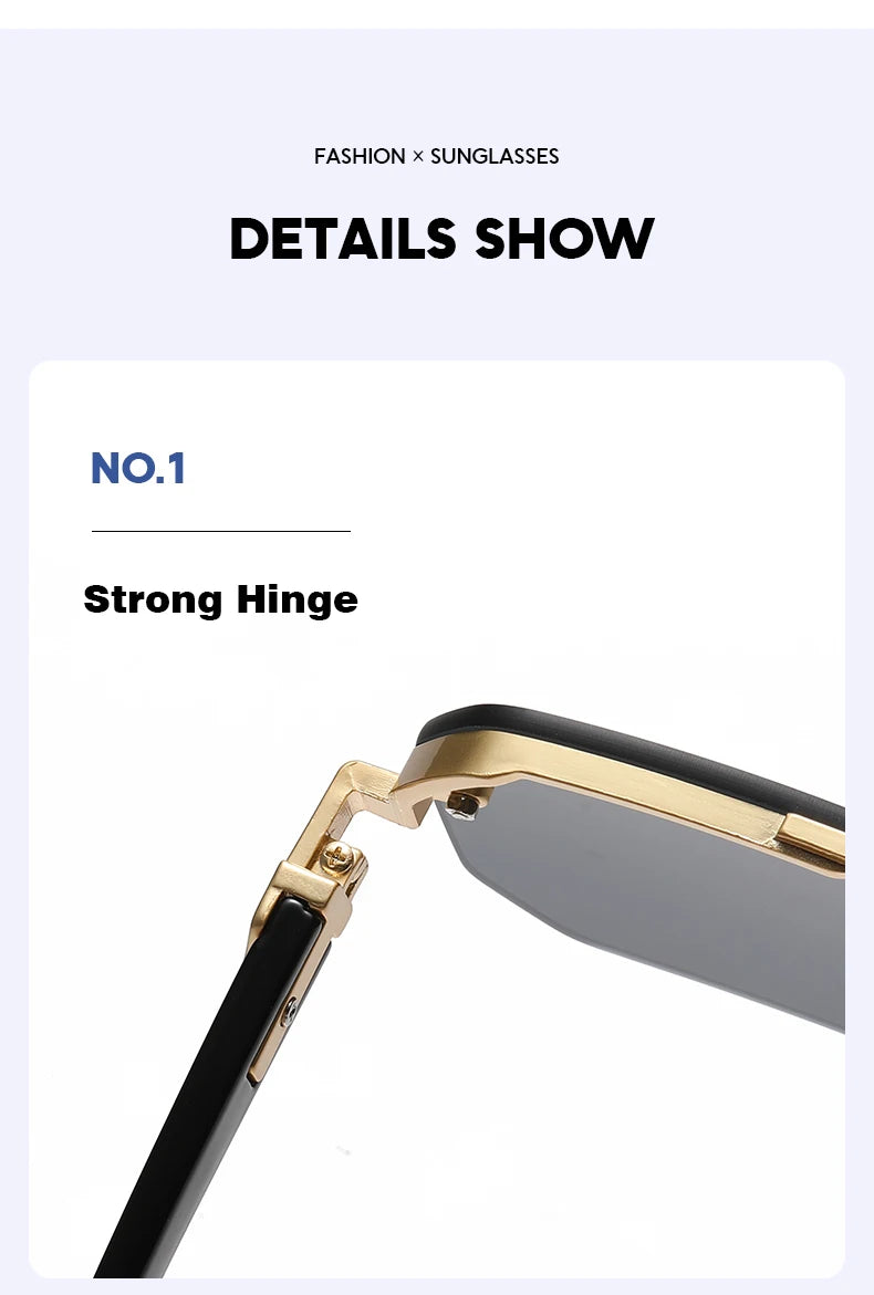 Doppelsteg-Sonnenbrille mit quadratischem Rahmen und Polygon-Muster für Damen